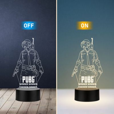 PUBG Led Night Lamp with Warm White Color Gift For PUBG Lover & Game Room Decor